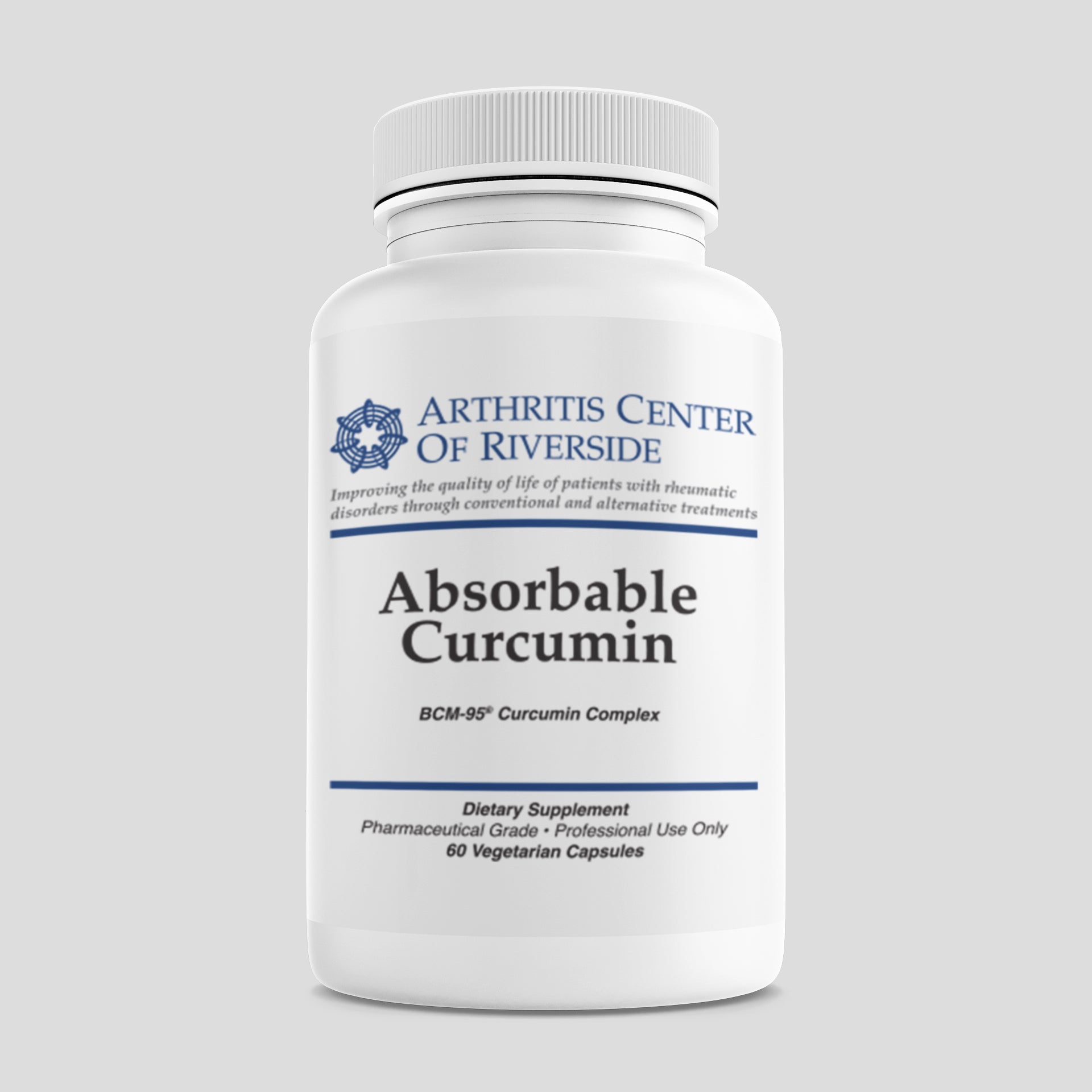Absorbable curcumin supplement bottle with 60 capsules to support joint and inflammation health.
