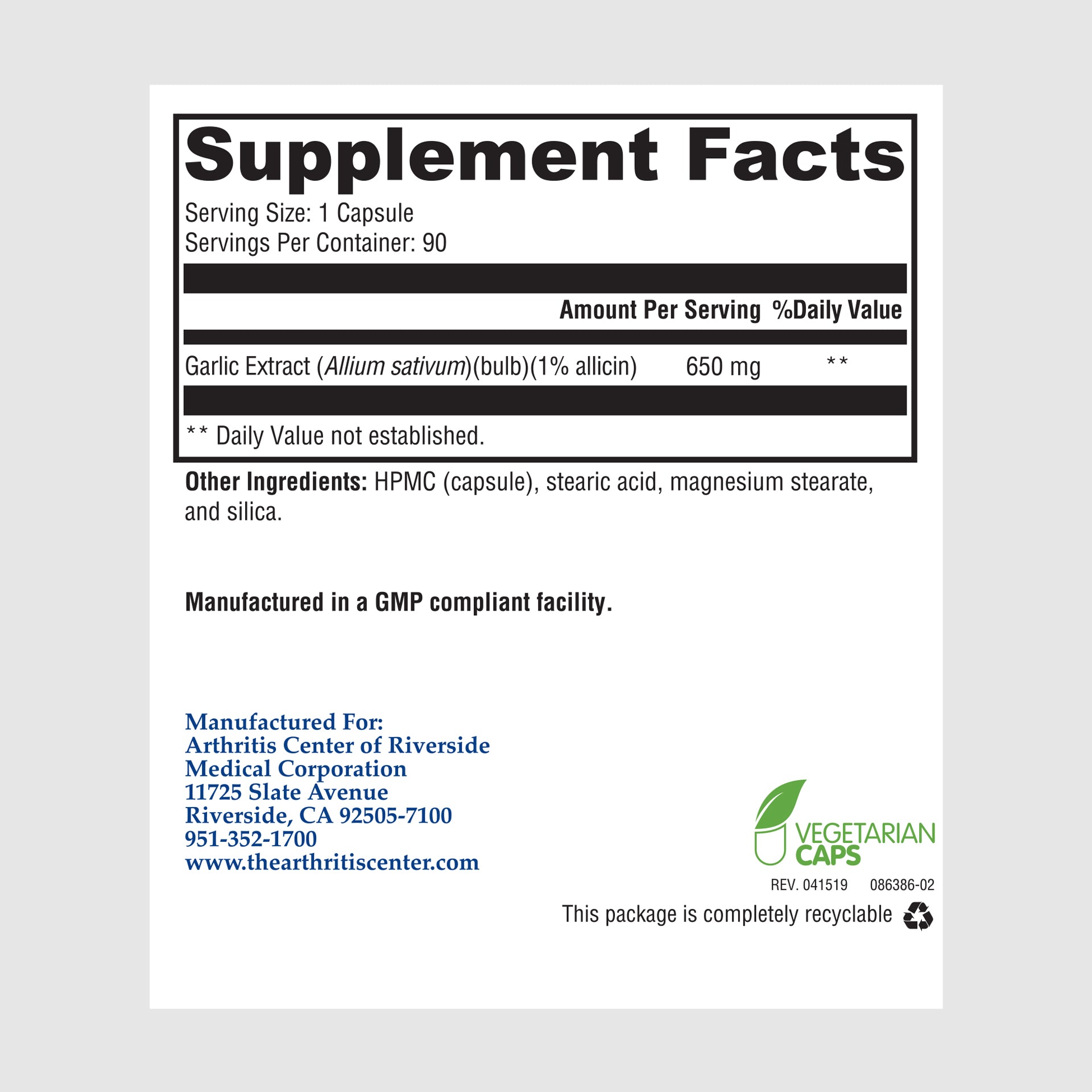 Supplement facts label for Best Garlic, featuring odorless garlic extract for heart and immune system support.