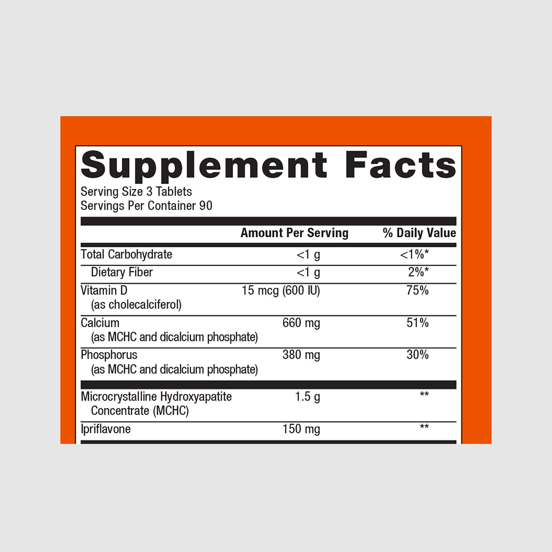 Supplement facts label for Bone Builder Prime, optimized for bone strength and skeletal health.