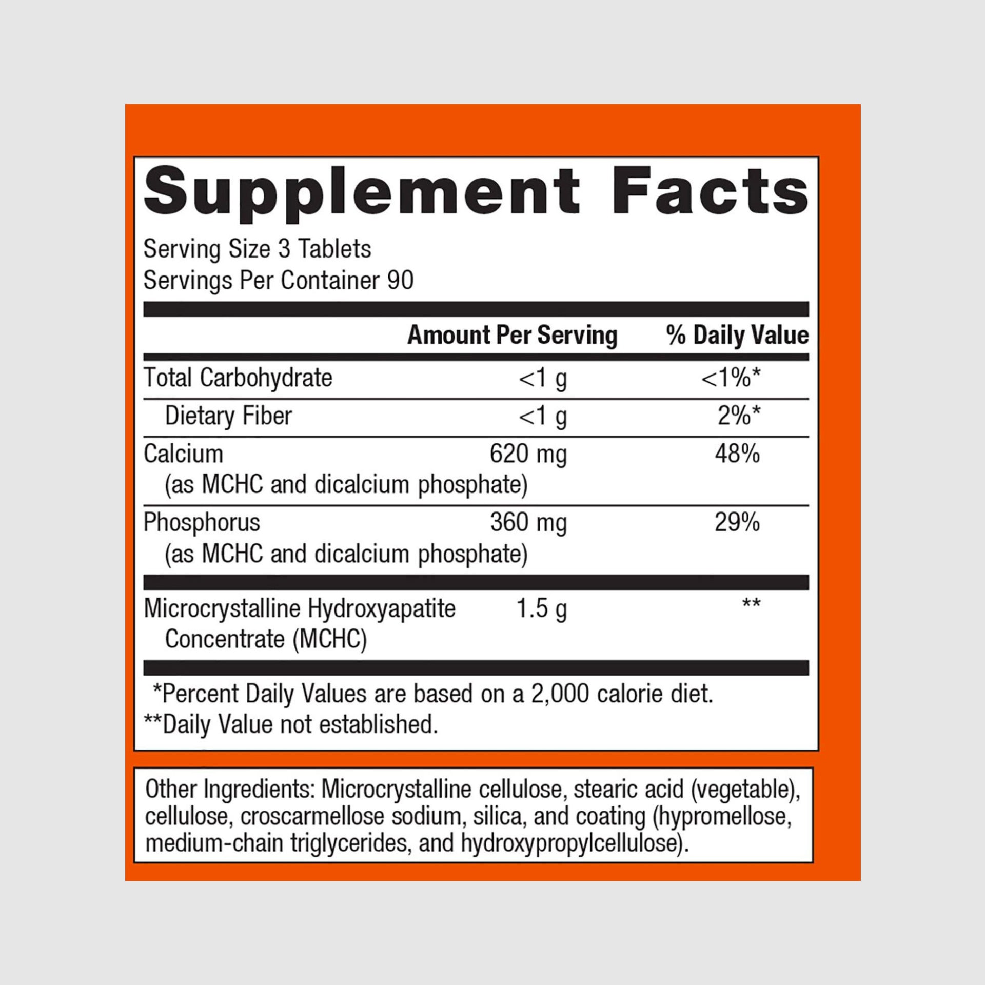 Supplement facts label for Bone Builder, showing essential minerals for strong bones and bone density maintenance.