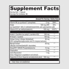 Supplement facts label for Memory Support, showing key ingredients for brain health and cognitive performance.