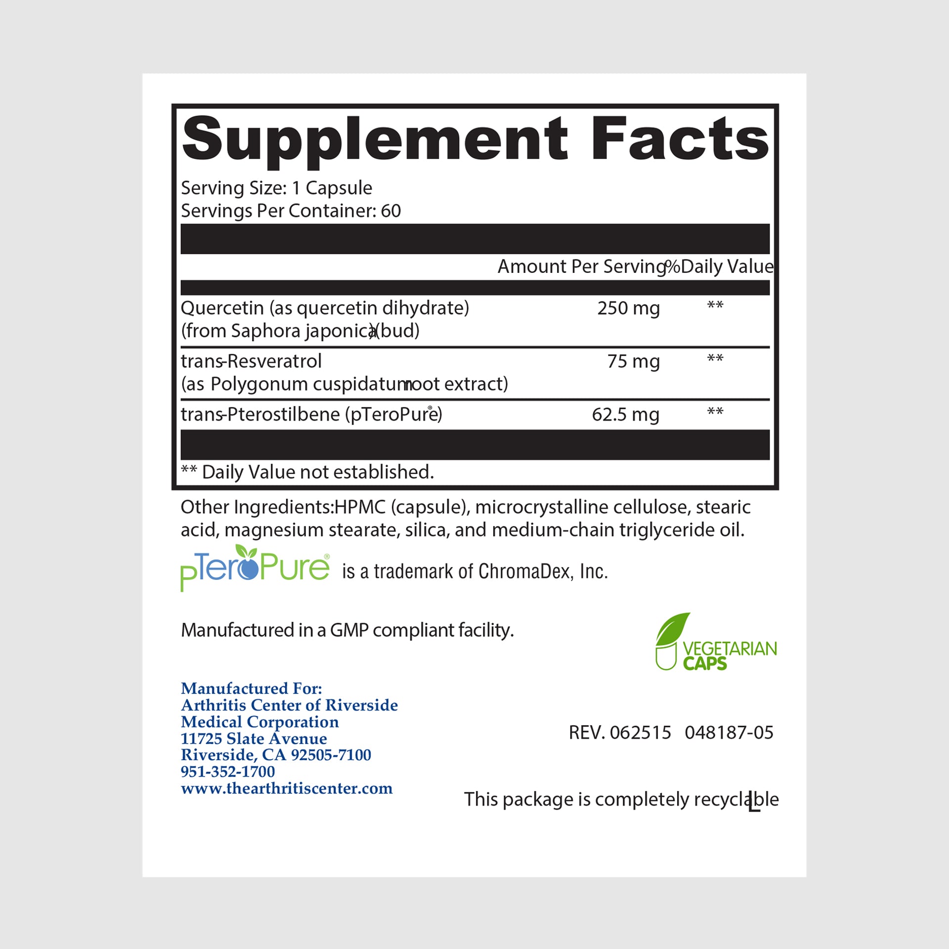 Supplement facts label for Mitochondrial Rejuvenate, highlighting key nutrients for energy metabolism and mitochondrial function.