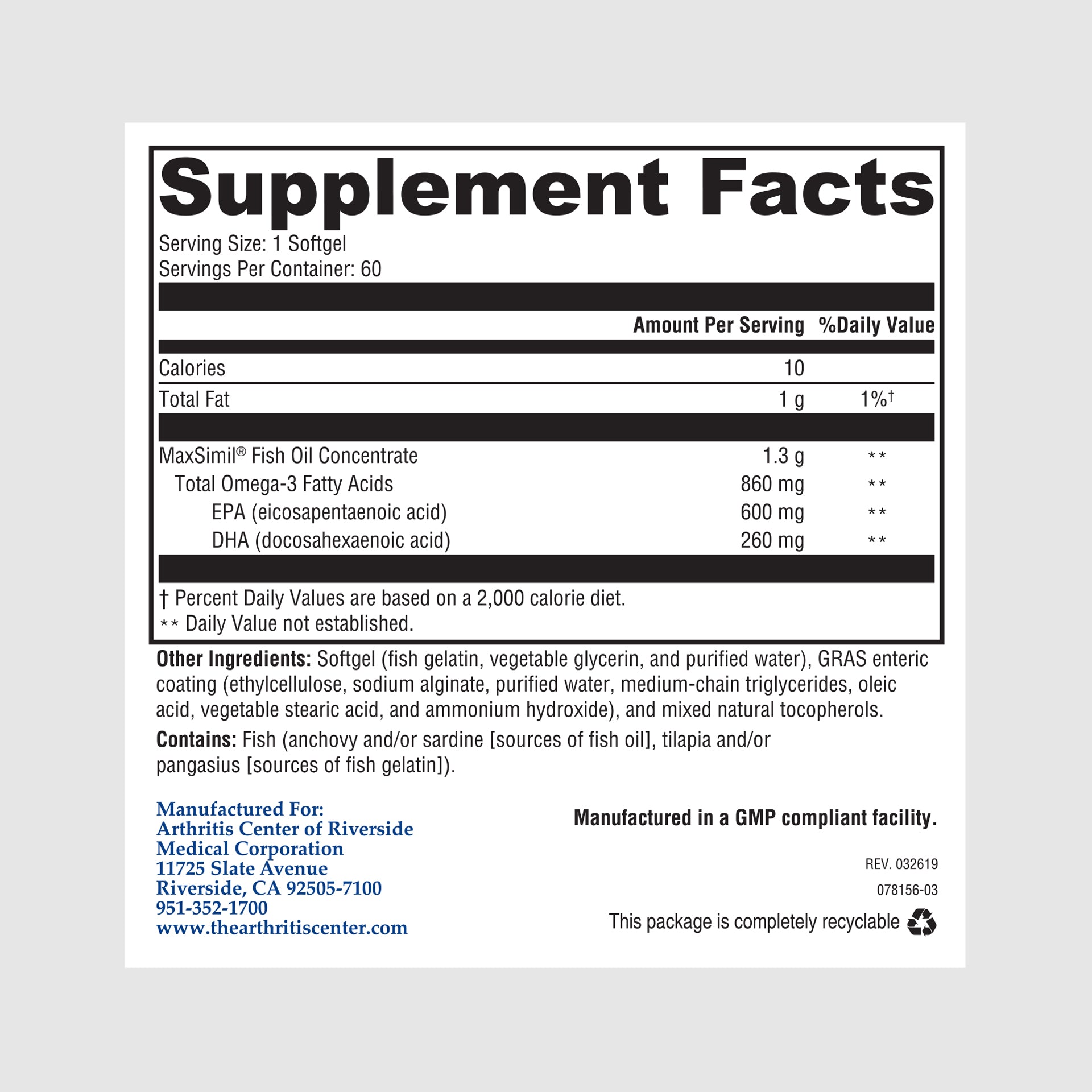 Supplement facts label for Mono Omega 1300 EC, listing concentrated omega-3s for heart and cognitive support.