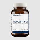 MyoCalm Plus supplement bottle with 180 tablets, designed to support muscle relaxation and neuromuscular function.