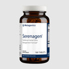 Serenagen supplement bottle with 180 tablets, an herbal formula designed to support stress management and adrenal function.