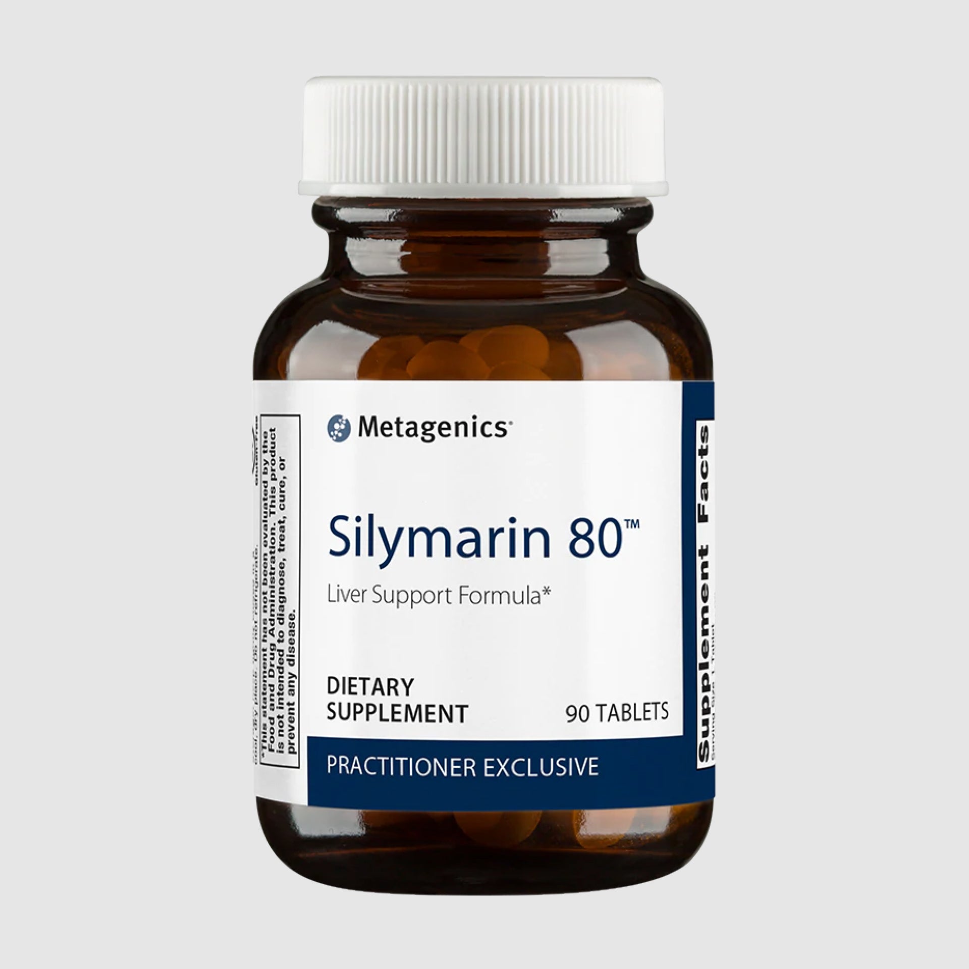 Silymarin 80 supplement bottle with 90 tablets, formulated to support liver health and detoxification.