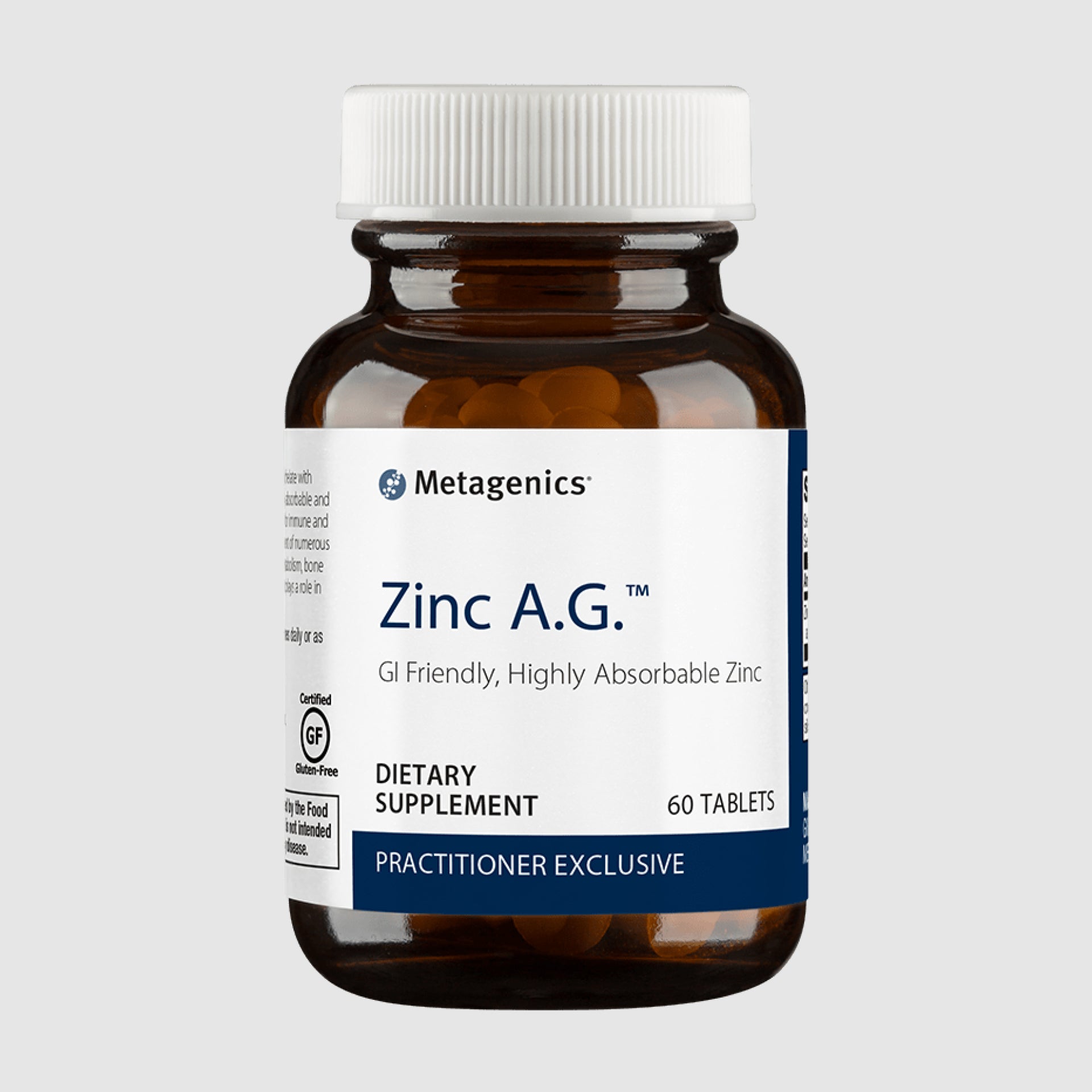 Zinc A.G. supplement bottle, providing highly